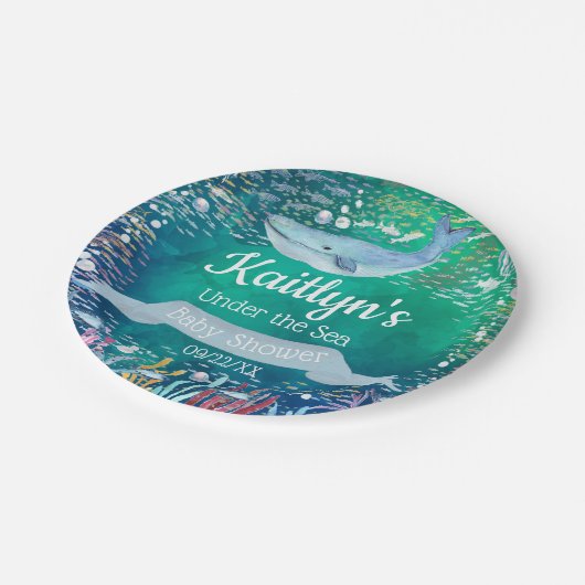 Onder het Zee | Ocean Thed Baby shower Papieren Bordje (Gekanteld)
