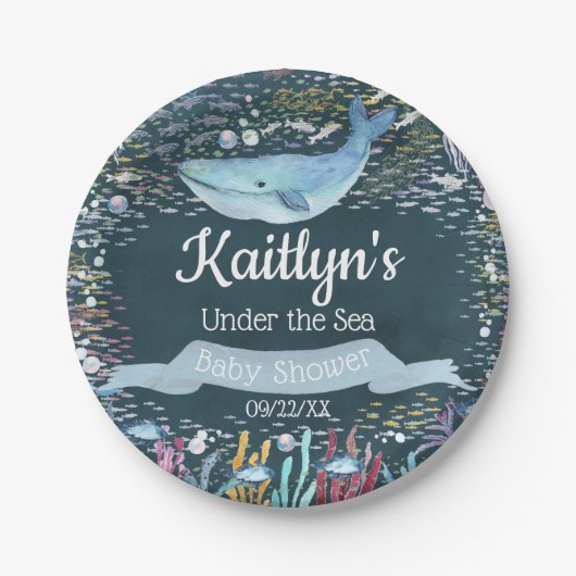 Onder het Zee | Ocean Thed Baby shower Papieren Bordje (Voorkant)