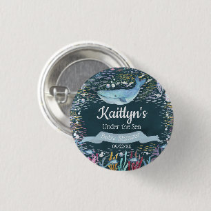 Onder het Zee   Ocean Thed Baby shower Ronde Button 3,2 Cm