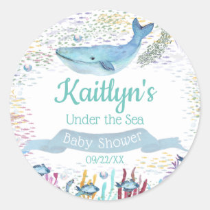 Onder het Zee   Ocean Thed Baby shower Ronde Sticker