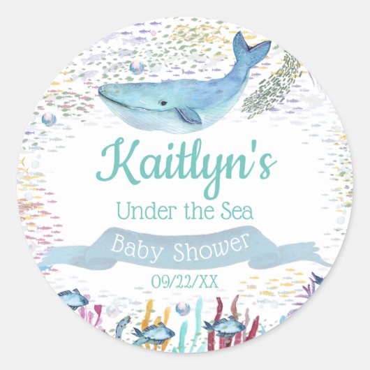 Onder het Zee | Ocean Thed Baby shower Ronde Sticker (Voorkant)