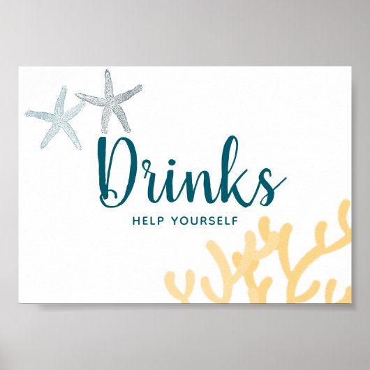 Onder het Zee Ocean themed Baby shower Drinken Sig Poster (Voorkant)