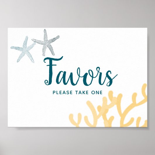 Onder het Zee Ocean themed Baby shower Favors Sign Poster (Voorkant)