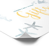 Onder het Zee Ocean themed Baby shower Gifts Sign. Poster (Hoek)