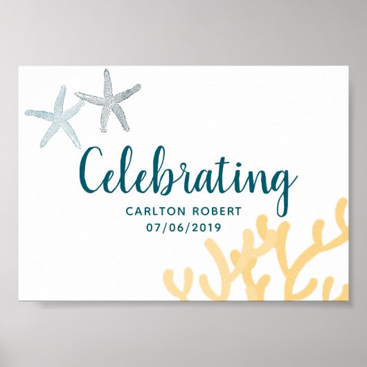 Onder het Zee Ocean Themed Baby shower Sign. Poster (Voorkant)