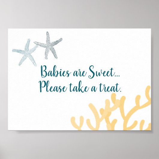 Onder het Zee Ocean themed Baby shower TreapSign. Poster (Voorkant)
