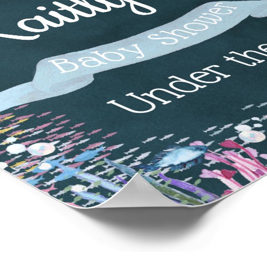 Onder het Zee | Ocean Thmed Baby shower Welcome Poster (Hoek)