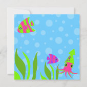 Onder het Zee Ocean Thmed Kids Birthday Party Kaart (Achterkant)