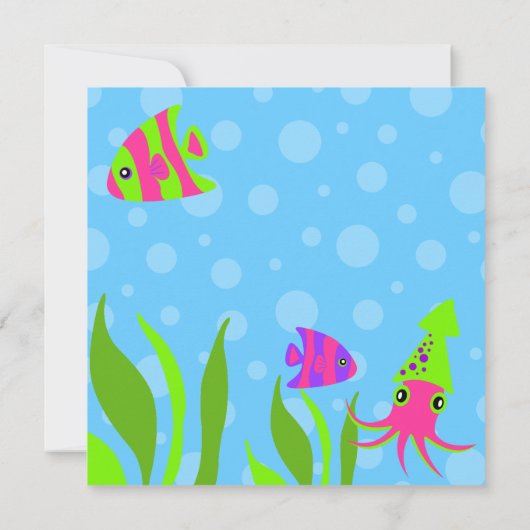 Onder het Zee Ocean Thmed Kids Birthday Party Kaart (Achterkant)