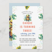 Onder het Zee Ocean Turtle Boys Verjaardagsfeest Kaart (Voorkant / Achterkant)