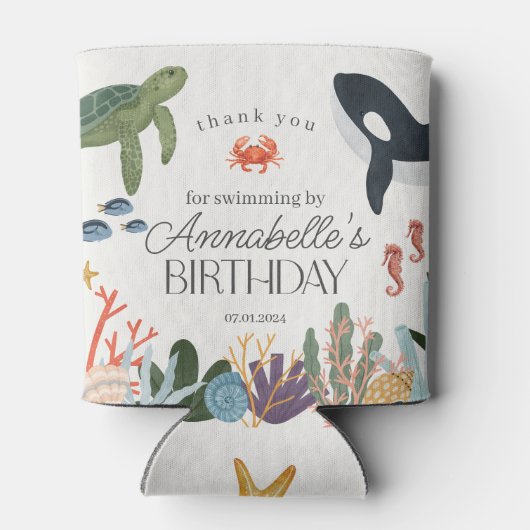 Onder het Zee Ocean Verjaardagsfeestgunsten Blikjeskoeler (Achterkant)