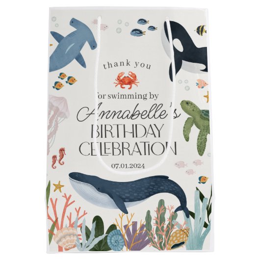 Onder het Zee Ocean Verjaardagsfeestgunsten Medium Cadeauzakje (Achterkant)