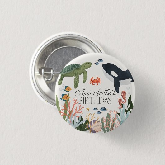 Onder het Zee Ocean Verjaardagsfeestgunsten Ronde Button 3,2 Cm (Voorkant /achterkant)