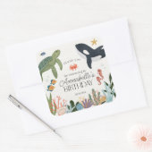 Onder het Zee Ocean Verjaardagsfeestgunsten Vierkante Sticker (Envelop)