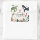 Onder het Zee Ocean Verjaardagsfeestgunsten Vierkante Sticker (Tas)