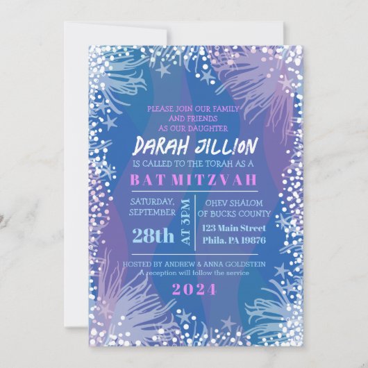 ONDER HET ZEE Ocean Water Bat Mitzvah Kaart (Voorkant)