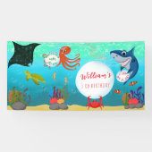 Onder het Zee Ocean Water Bubbles Verjaardagsfeest Spandoek (Horizontaal)