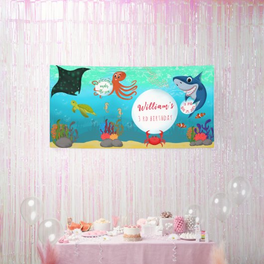 Onder het Zee Ocean Water Bubbles Verjaardagsfeest Spandoek (Feest)