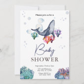 Onder het Zee Ocean Waterverf Baby shower uitnodig Kaart (Voorkant)