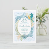 Onder het Zee Ocean Waves Seahorse Baby shower Kaart (Staand voorkant)