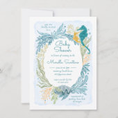 Onder het Zee Ocean Waves Seahorse Baby shower Kaart (Voorkant)