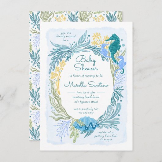 Onder het Zee Ocean Waves Seahorse Twins Boys Kaart (Voorkant / Achterkant)