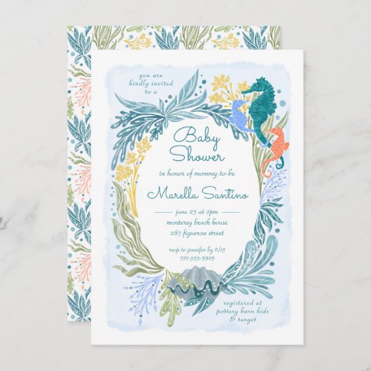 Onder het Zee Ocean Waves Seahorse Twins Jongen Me Kaart (Voorkant / Achterkant)