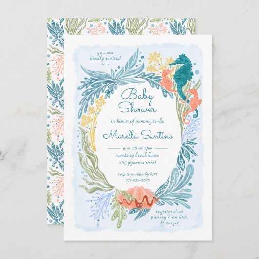 Onder het Zee Ocean Waves Seahorse Twins Meisjes Kaart (Voorkant / Achterkant)