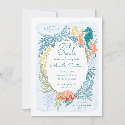 Onder het Zee Ocean Waves Seahorse Twins Meisjes Kaart (Voorkant)