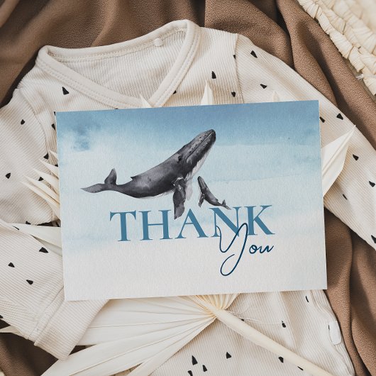 Onder het Zee Ocean Whale Flat Baby shower Bedankkaart