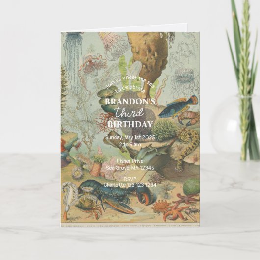 Onder het Zee Ocean Zee Animal retro Birthday (Voorkant)