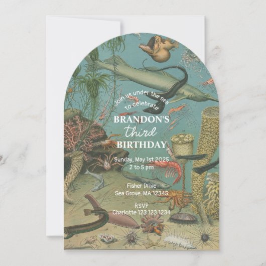 Onder het Zee Ocean Zee Animal retro Birthday Kaart (Voorkant)