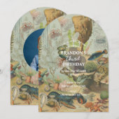 Onder het Zee Ocean Zee Animal retro Birthday Kaart (Voorkant / Achterkant)