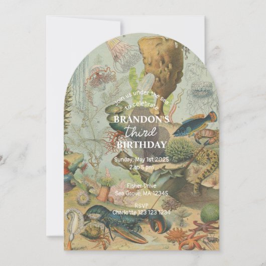 Onder het Zee Ocean Zee Animal retro Birthday Kaart (Voorkant)