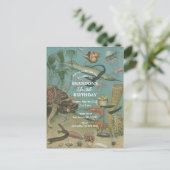Onder het Zee Ocean Zee Animal retro Birthday Uitnodiging Briefkaart (Staand voorkant)