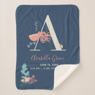 Onder het Zee Octopus Alfabet Letter A Baby Stats Sherpa Deken