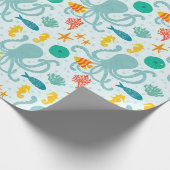 Onder het Zee Octopus and Fish Cadeaupapier (Hoek)