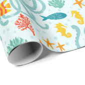 Onder het Zee Octopus and Fish Cadeaupapier (Rol Hoek)