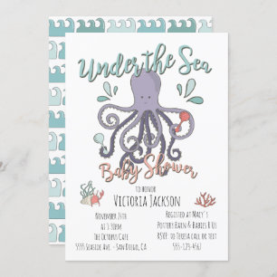 Onder het Zee Octopus Baby shower Kaart