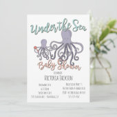 Onder het Zee Octopus Baby shower Kaart (Staand voorkant)