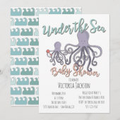 Onder het Zee Octopus Baby shower Kaart (Voorkant / Achterkant)