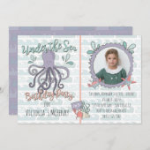 Onder het Zee Octopus Birthday Party Afbeelding In Kaart (Voorkant / Achterkant)