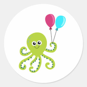 Onder het Zee Octopus Birthday Ronde Sticker