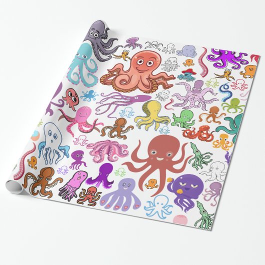 Onder het Zee Octopus Boutique Gift Wrap Cadeaupapier (Uitgerold)