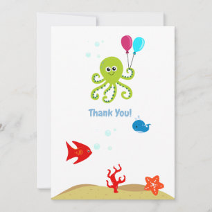 Onder het Zee Octopus Boy Birthday Bedankkaart