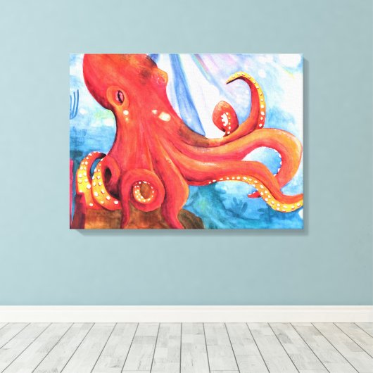 Onder het Zee Octopus Canvas Afdruk (Insitu (Houten vloer))