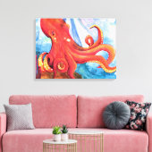 Onder het Zee Octopus Canvas Afdruk (Insitu (Woonkamer))