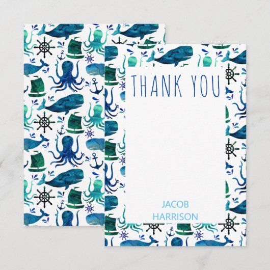 Onder het Zee Octopus Marine Nautical Bedankt (Voorkant / Achterkant)