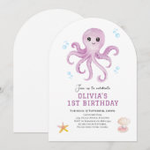Onder het zee Octopus verjaardagsuitnodiging Kaart (Voorkant / Achterkant)