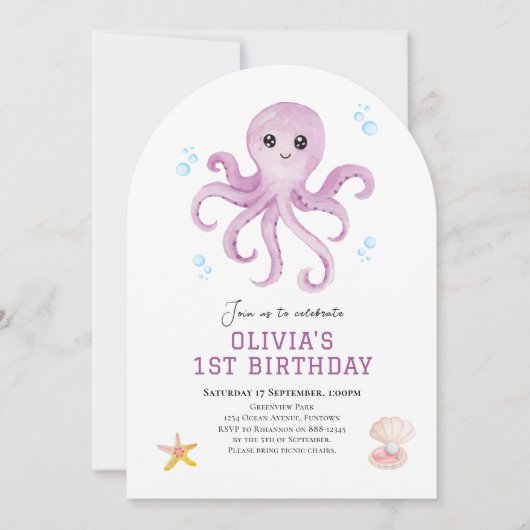 Onder het zee Octopus verjaardagsuitnodiging Kaart (Voorkant)